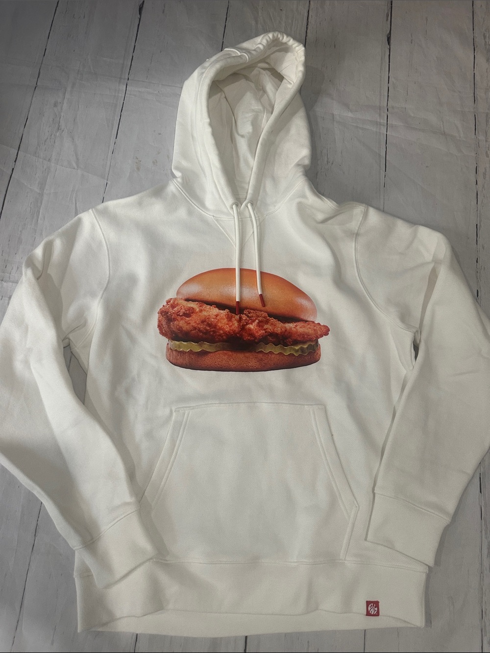 Chick-Fil-A originals White Hoodie with CFA Sandwich  size medium new